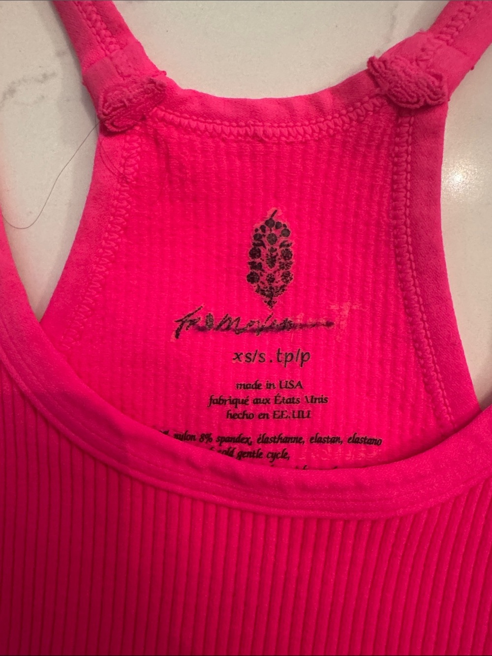 Free People Hot Pink Ribbed Racerback Crop Tank - Picture 3 of 3